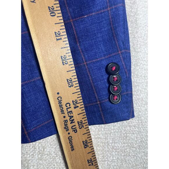 Paul Betenly Mens 42L Blue Pink Wool Silk Linen Blend 2 Button Sport Coat Blazer - Picture 6 of 9